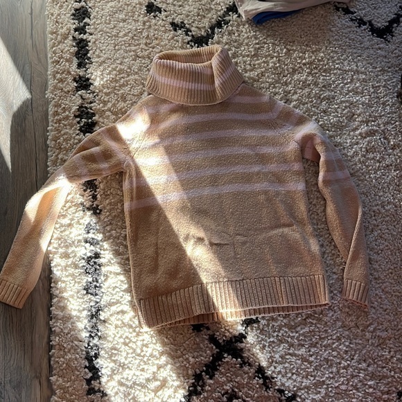 J. Crew Sweaters - Womens j crew beige and pink striped sweater size S